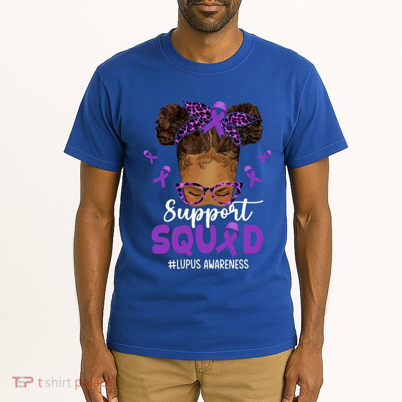 Supportsquad Afro Messy Bun Leopard Lupus Awareness Meaningful Gift Tall T-Shirt