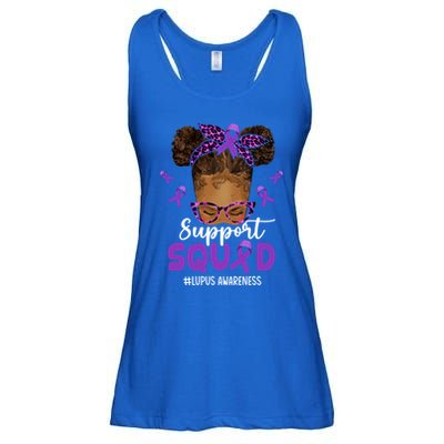 Supportsquad Afro Messy Bun Leopard Lupus Awareness Meaningful Gift Ladies Essential Flowy Tank