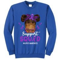 Supportsquad Afro Messy Bun Leopard Lupus Awareness Meaningful Gift Tall Sweatshirt