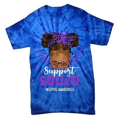 Supportsquad Afro Messy Bun Leopard Lupus Awareness Meaningful Gift Tie-Dye T-Shirt