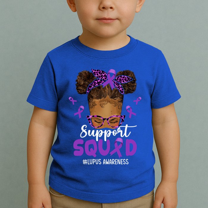 Supportsquad Afro Messy Bun Leopard Lupus Awareness Meaningful Gift Toddler T-Shirt