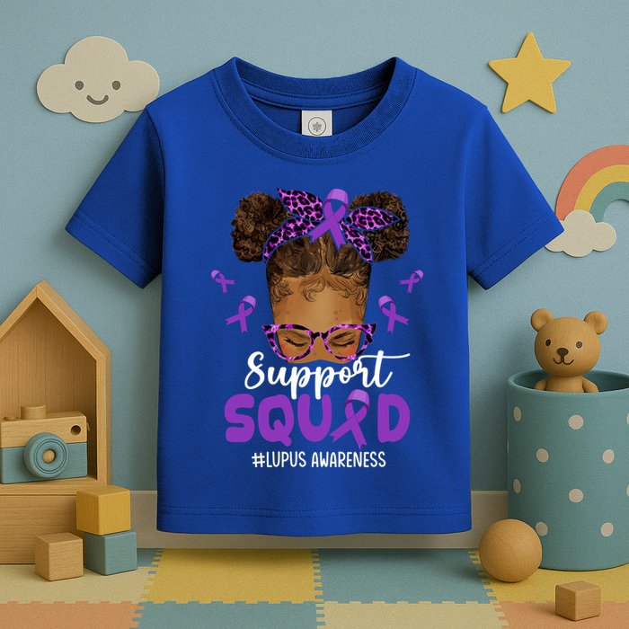 Supportsquad Afro Messy Bun Leopard Lupus Awareness Meaningful Gift Toddler T-Shirt