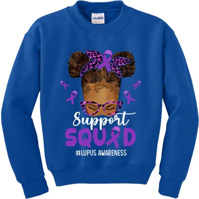 Supportsquad Afro Messy Bun Leopard Lupus Awareness Meaningful Gift Kids Sweatshirt