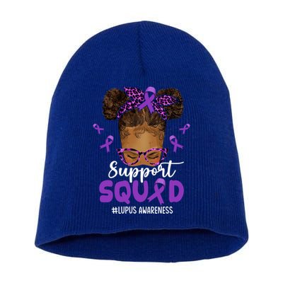Supportsquad Afro Messy Bun Leopard Lupus Awareness Meaningful Gift Short Acrylic Beanie