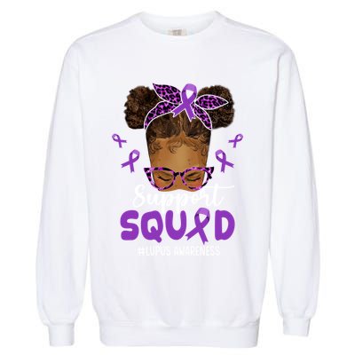 Supportsquad Afro Messy Bun Leopard Lupus Awareness Meaningful Gift Garment-Dyed Sweatshirt