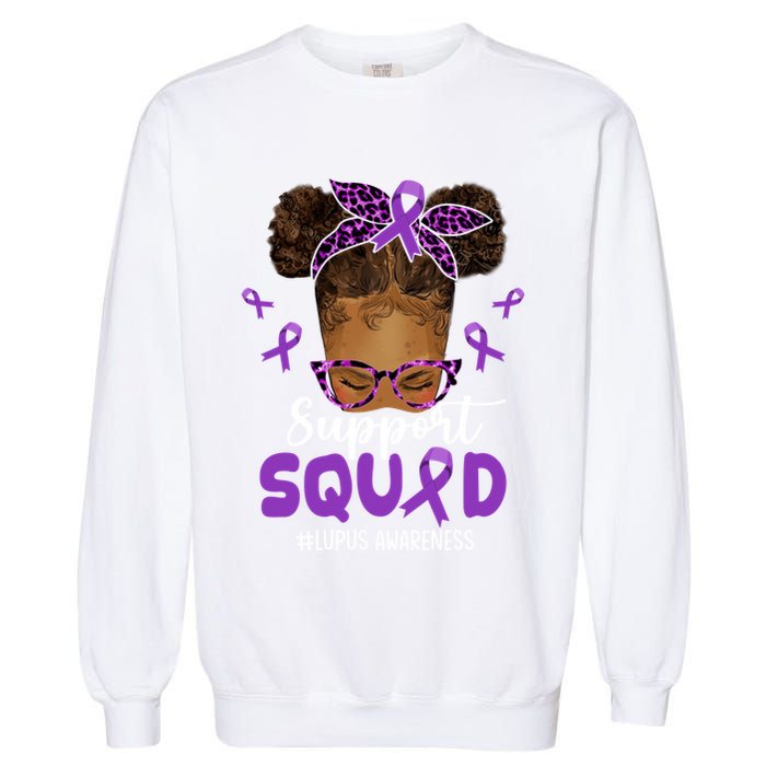 Supportsquad Afro Messy Bun Leopard Lupus Awareness Meaningful Gift Garment-Dyed Sweatshirt