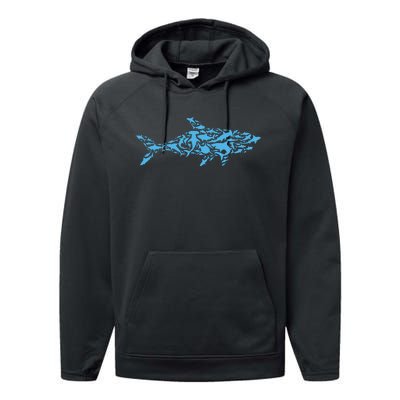 Shark Animal Marine Biology Science Scientist Shark Lover Performance Fleece Hoodie