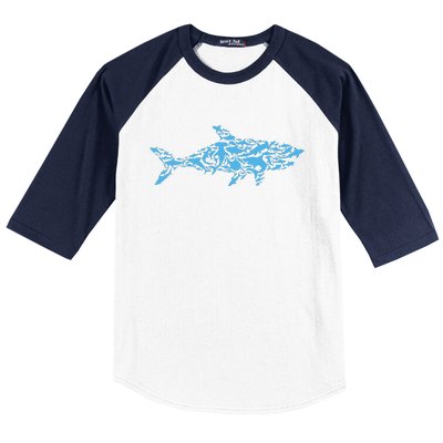 Shark Animal Marine Biology Science Scientist Shark Lover Baseball Sleeve Shirt