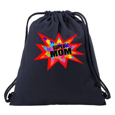 Super Autism Mom Autism Superhero Awareness Drawstring Bag