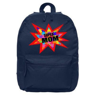 Super Autism Mom Autism Superhero Awareness 16 in Basic Backpack