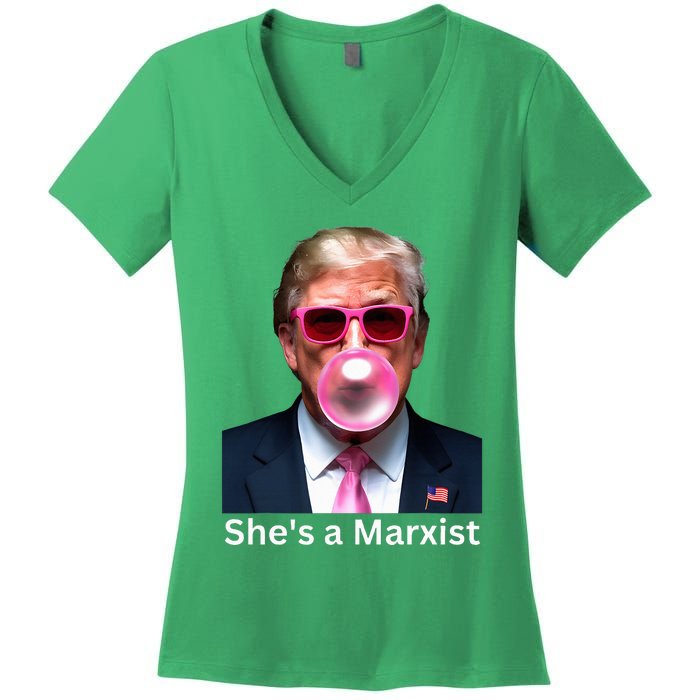 SheS A Marxist Funny Donald Trump Debate Saying 2024 Women's V-Neck T-Shirt