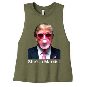 SheS A Marxist Funny Donald Trump Debate Saying 2024 Women's Racerback Cropped Tank