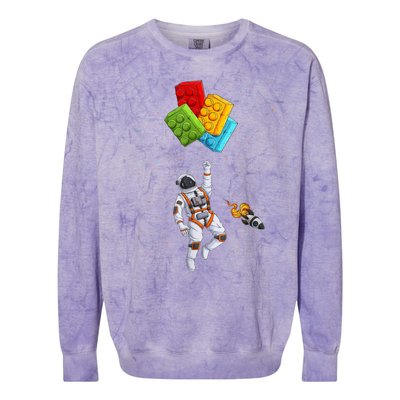 Space Astronaut Master Builder Funny Building Blocks Bricks Colorblast Crewneck Sweatshirt