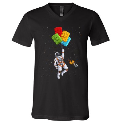 Space Astronaut Master Builder Funny Building Blocks Bricks V-Neck T-Shirt