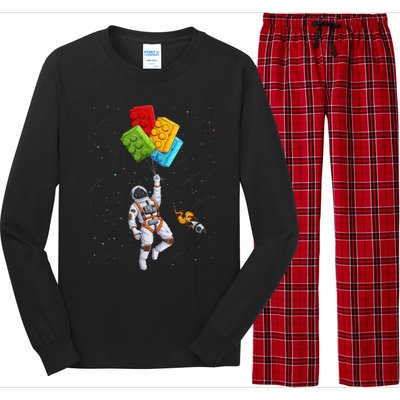 Space Astronaut Master Builder Funny Building Blocks Bricks Long Sleeve Pajama Set