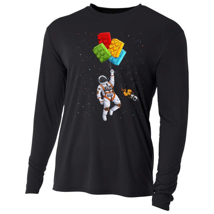 Space Astronaut Master Builder Funny Building Blocks Bricks Cooling Performance Long Sleeve Crew