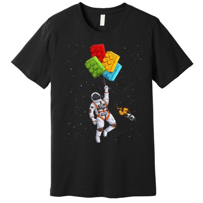 Space Astronaut Master Builder Funny Building Blocks Bricks Premium T-Shirt