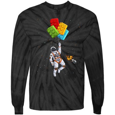 Space Astronaut Master Builder Funny Building Blocks Bricks Tie-Dye Long Sleeve Shirt