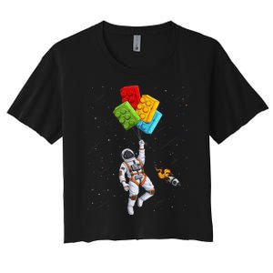 Space Astronaut Master Builder Funny Building Blocks Bricks Women's Crop Top Tee