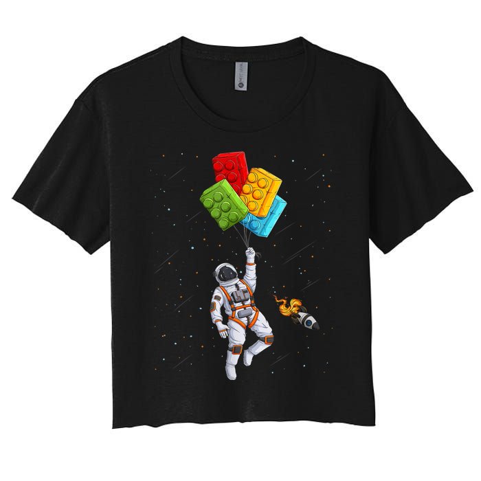 Space Astronaut Master Builder Funny Building Blocks Bricks Women's Crop Top Tee