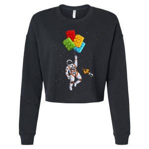 Space Astronaut Master Builder Funny Building Blocks Bricks Cropped Pullover Crew