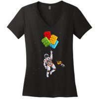 Space Astronaut Master Builder Funny Building Blocks Bricks Women's V-Neck T-Shirt