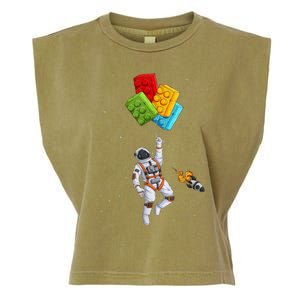 Space Astronaut Master Builder Funny Building Blocks Bricks Garment-Dyed Women's Muscle Tee