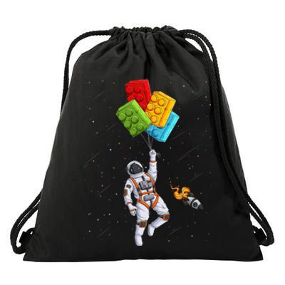 Space Astronaut Master Builder Funny Building Blocks Bricks Drawstring Bag