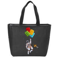 Space Astronaut Master Builder Funny Building Blocks Bricks Zip Tote Bag