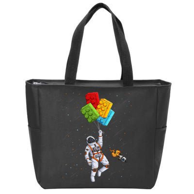 Space Astronaut Master Builder Funny Building Blocks Bricks Zip Tote Bag