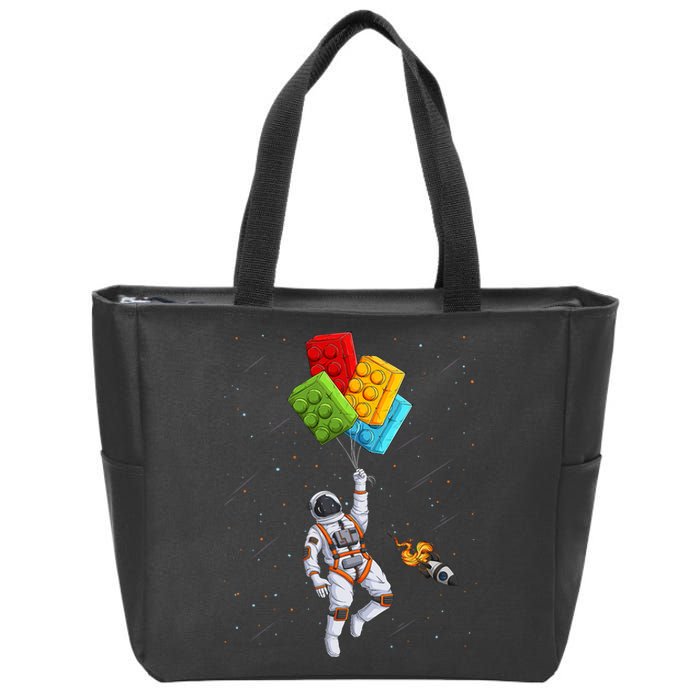 Space Astronaut Master Builder Funny Building Blocks Bricks Zip Tote Bag