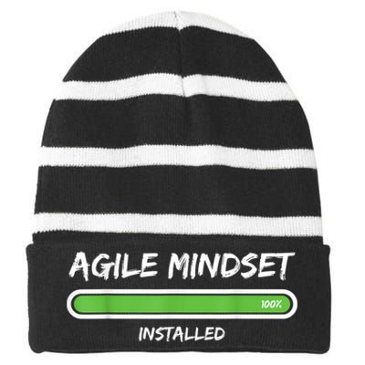 Scrum Agile Mindset Installed Project Striped Beanie with Solid Band