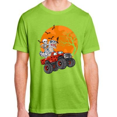 Skeleton And Mummy Dinosaur Riding Monster Truck Halloween Day Great Gift Adult ChromaSoft Performance T-Shirt