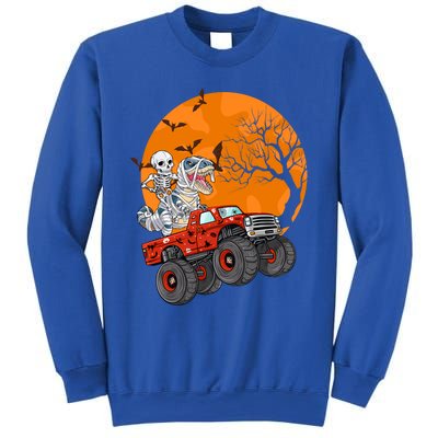 Skeleton And Mummy Dinosaur Riding Monster Truck Halloween Day Great Gift Sweatshirt