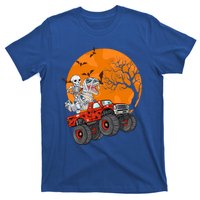 Skeleton And Mummy Dinosaur Riding Monster Truck Halloween Day Great Gift T-Shirt