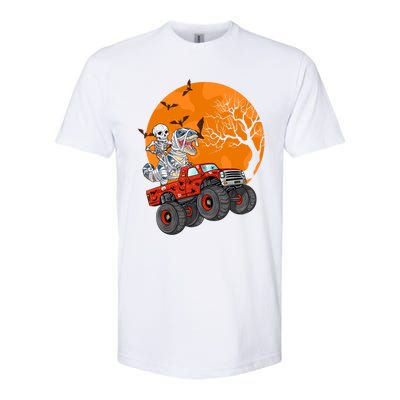 Skeleton And Mummy Dinosaur Riding Monster Truck Halloween Day Great Gift Softstyle CVC T-Shirt