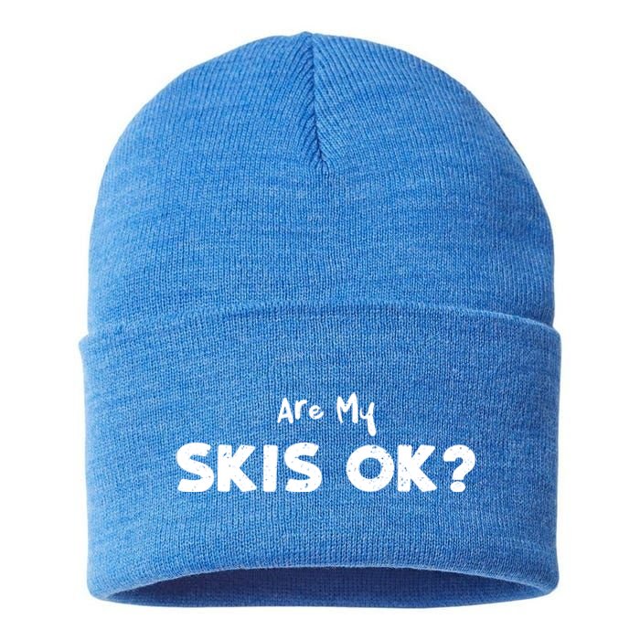 Snowboard: Are My Skis Ok? Skiing Sayings Gift Sustainable Knit Beanie