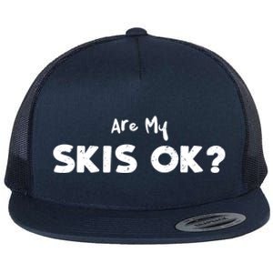 Snowboard: Are My Skis Ok? Skiing Sayings Gift Flat Bill Trucker Hat