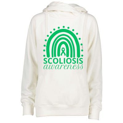 Scoliosis Awareness Month Ribbon Green Rainbow Gift Womens Funnel Neck Pullover Hood