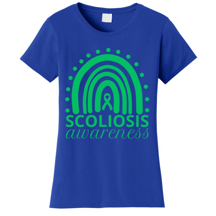 Scoliosis Awareness Month Ribbon Green Rainbow Gift Women's T-Shirt