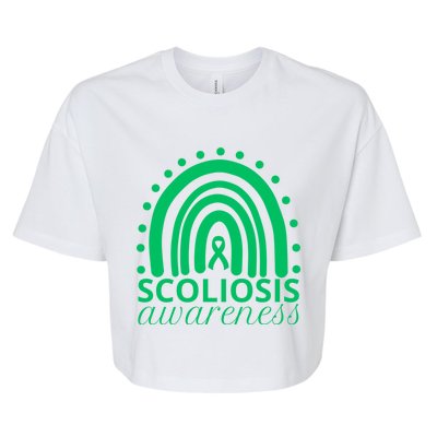 Scoliosis Awareness Month Ribbon Green Rainbow Gift Bella+Canvas Jersey Crop Tee