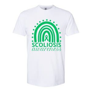 Scoliosis Awareness Month Ribbon Green Rainbow Gift Softstyle® CVC T-Shirt