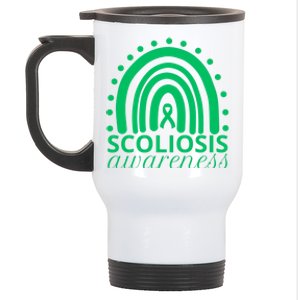 Scoliosis Awareness Month Ribbon Green Rainbow Gift Stainless Steel Travel Mug