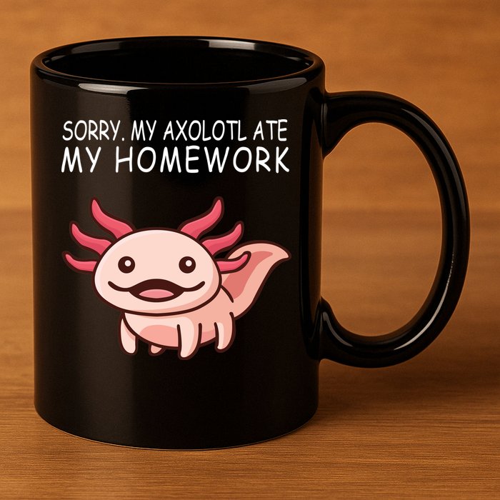 School Axolotl My Axolotl Ate My Homework Cute Axolotl 11oz C Handle Ceramic Mug