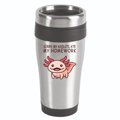 School Axolotl My Axolotl Ate My Homework Cute Axolotl 16oz Travel Tumbler