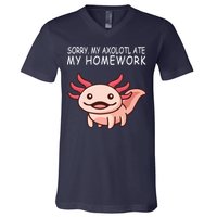 School Axolotl My Axolotl Ate My Homework Cute Axolotl V-Neck T-Shirt