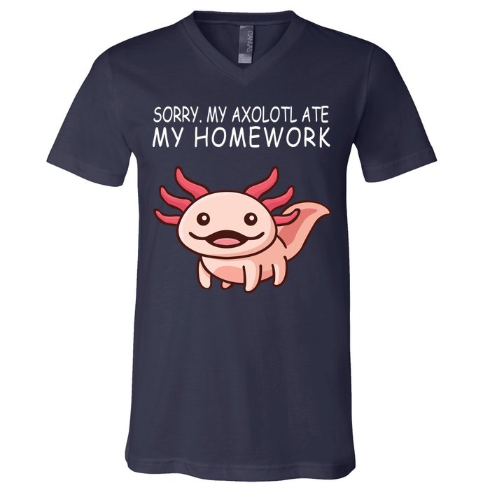 School Axolotl My Axolotl Ate My Homework Cute Axolotl V-Neck T-Shirt