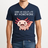 School Axolotl My Axolotl Ate My Homework Cute Axolotl V-Neck T-Shirt
