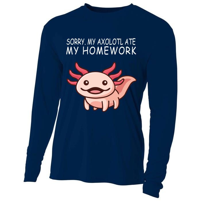 School Axolotl My Axolotl Ate My Homework Cute Axolotl Cooling Performance Long Sleeve Crew