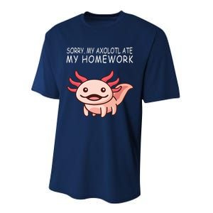 School Axolotl My Axolotl Ate My Homework Cute Axolotl Performance Sprint T-Shirt